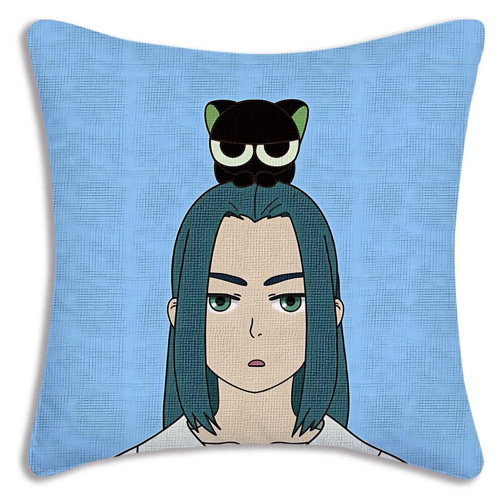 Cartoon luo xiaohei cat Pillow Covers Cartoon Sofa Decorative Home Double-sided Printing Short Plush Cute Cushion Cover