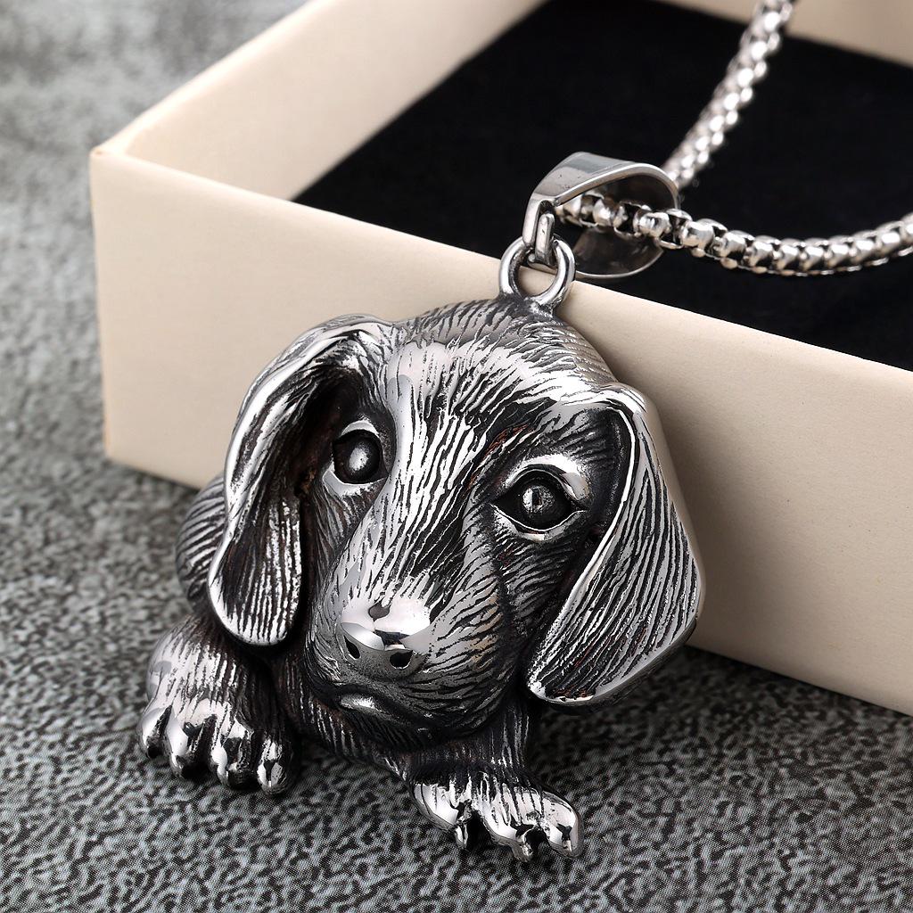 European Retro Stainless Steel Unisex Dog Charm Necklace