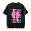 Cute Bow TEACHER Print Casual Women's Top Pure Cotton T-shirt