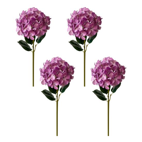 4 Stück künstliche Hortensienblüten groß lebensecht Kunstseide Hortensien mit Stiel Volle künstliche Blumenanordnung für Tischmittelstück Hochzeitsparty Zuhause
