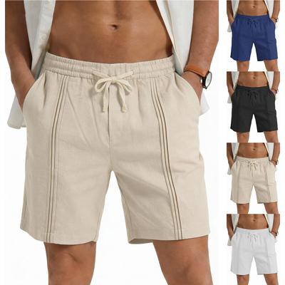 Pantalon de plage décontracté sportif pour homme - Short léger en lin ample à cinq poches pour homme
