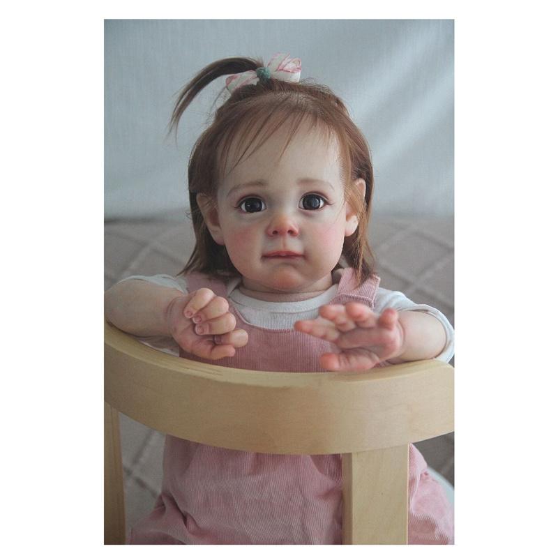 55CM Realistyczna Lalka Reborn Dziewczynka Ręcznie Ukorzenione Włosy i 3D Ręcznie Malowany Odcień Skóry Realistyczna Kolekcjonerska Lalka Winylowa na Prezent
