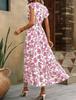 Yahua Women's Bohemian V-Neck Floral Dress - Elegant Summer Waist-Cinching Commuter Style 2026