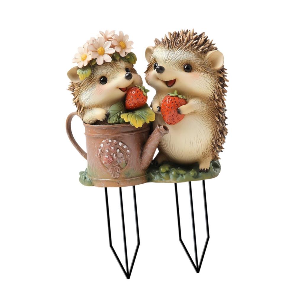 Acrylic Hedgehog Yard Stake Metal Animal Figurine Sculpture Decorative Garden Ornament for Lawn and Outdoor Garden Decor