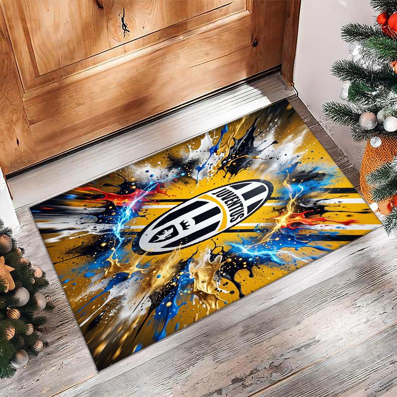 Juventus FC Printed Flannel Area Rug Non Slip Soft Polyester Floor Carpet Indoor Decor Mat for Bedroom Living Room Sofa