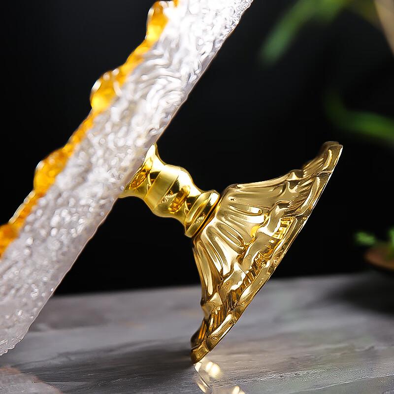 Flavinmci European Light Luxury Gilded Crystal Glass Fruit Plate