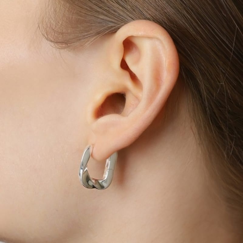 ozel Silver925 Twist Square Hoop Earrings PS159E