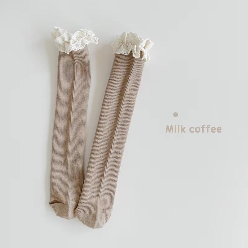 1 Pair Girls Princess Knee High Socks With Lace Ruffle Cute Long Tube Calf Socks For Baby Kids Stacked Leg Warmers