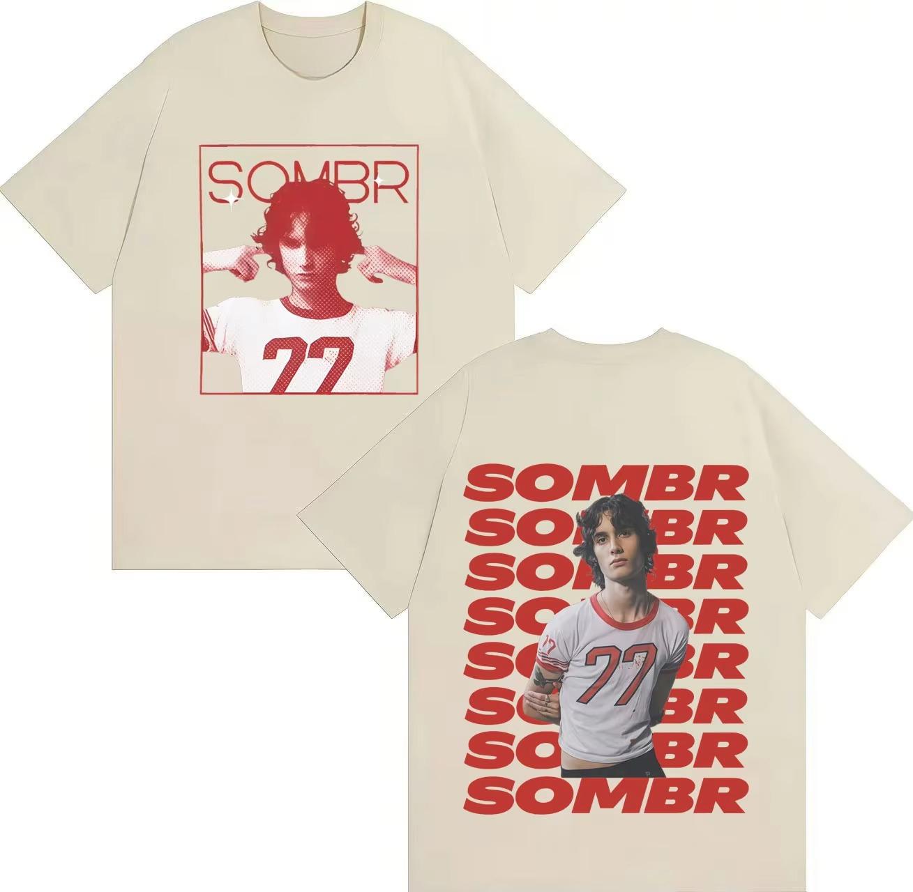 

SOMBR Streetwear Late Night Youth Romantic Journey 2026 Spring summer new Gothic Music Summer Print Pure Cotton Casual Tshirt 4XL