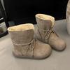 Women's Retro Two-wear Fashion Lightweight Soft Sole Winter Warm Plush Snow Boots Lined with Fleece Non-slip Casual Sports Martin Cotton Boots