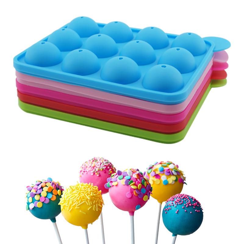 Molde de Silicona para Cake Pops de 12 Agujeros Molde de Corte con Forma de Bola Molde para Caramelo Chocolate Cake Lollipop Herramienta Accesorios de Bandeja de Hielo para Hornear en Cocina
