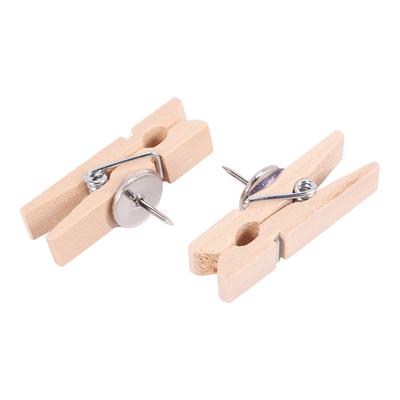 Reißnägel mit Holzklammern 50 Stück Reißzwecken Pinnnadeln Kreative Büroklammern Wäscheklammern für Korktafel und Fotowand Büros Hom