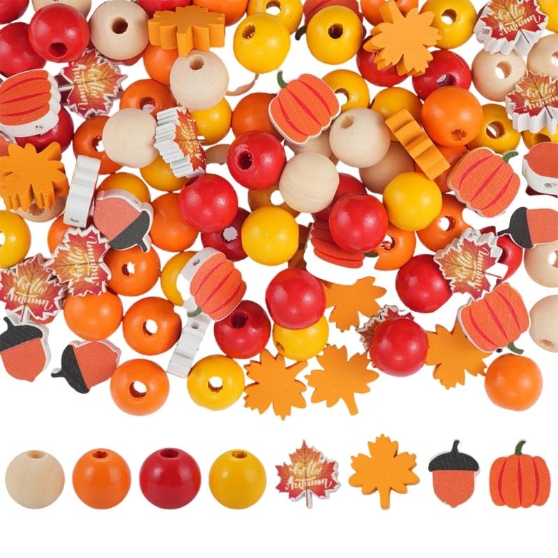 User Friendly Wooden Beads Set Thanksgiving Decoration Handmade Craft Easy Assembly Holiday Beads For Festival Projects