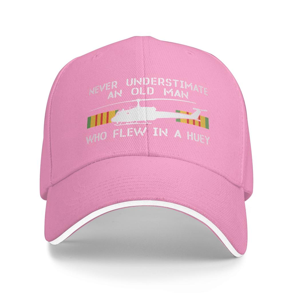 Summer Casual Baseball Cap NEVER UNDERSTIMATE AN OLD MAN WHO FLEW IN A UH-1 HUEY Sport Hats For Sunscreen Fitted Baseball Caps