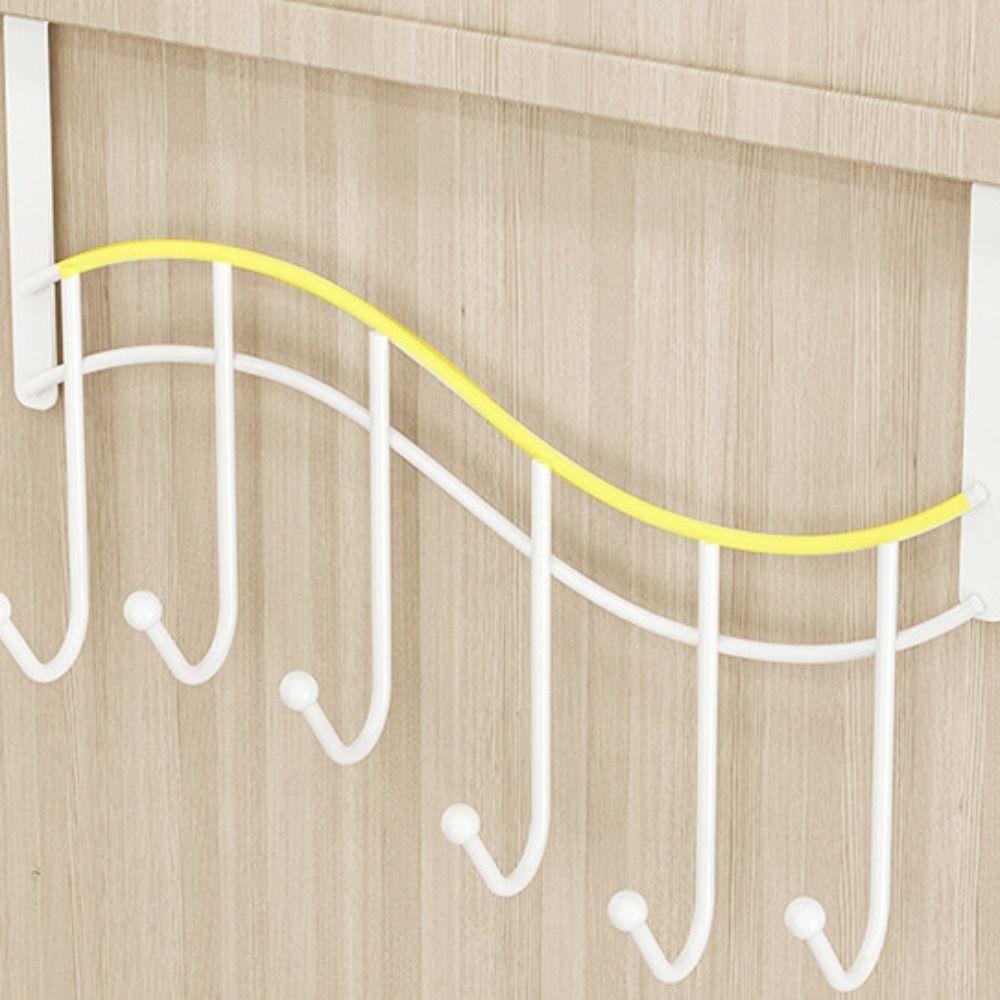 Metal Over Door Hanger 7 Hook Punch-free Heart-Shaped Hooks Anti-Rust Creative Clothes Hanger Towels Clothing Hats