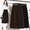 DIMANAF 2025 Plus Size Autumn Winter Women Long Skirts Corduroy Elastic Waist Trousers Oversize Thicken