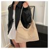 Fashion Simple Rivet Handbag Large Capacity Velvet Tote Bag With Leather Handle Autumn Winter Women Shoulder Bag Shopping Bag