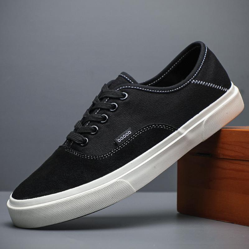 

Fashion Fashion Men Canvas Shoes Casual Outdoor Breathable Lace Up Male Vulcanized Shoes Comfort Flats Anti-Slip Mens Sneakers BD24012 38 чёрный