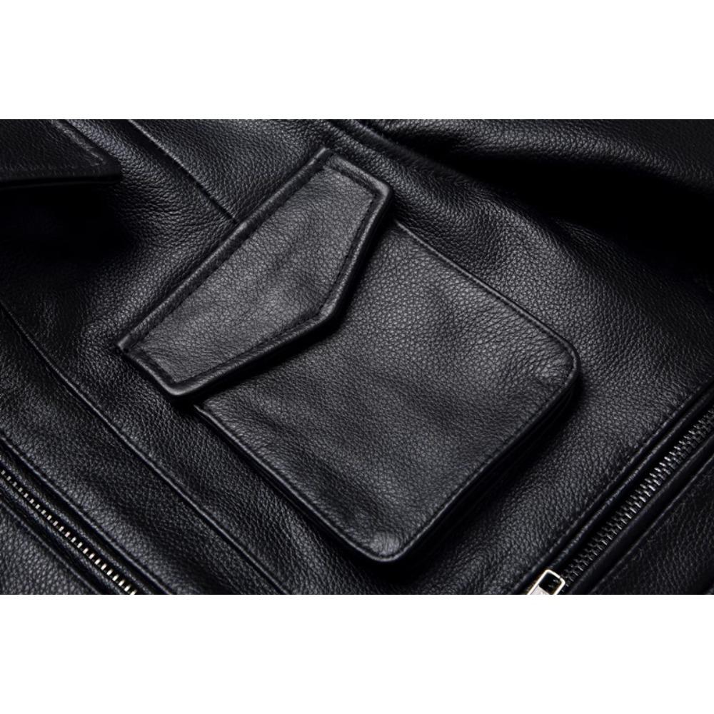 Chinese Size Black Real Cowhide M65 Hunting Leather Jacket Men Genuine Leather Coat Winter Pockets Jackets