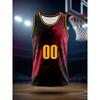 No. 00 Basketball Jersey - Black and Red Abstract Jersey, Suitable for Daily Wear and Team Uniforms In Sports Competitions