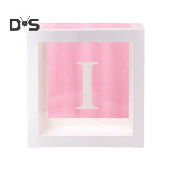 Balloon Box Reusable Clear Paper Box with Letter Stackable DIY Assembly 25 X 25cm Cube Box for Graduation Wedding Birthday Party Decor