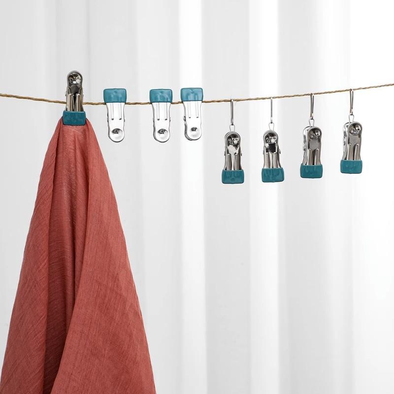 10 szt. Klipsy do ubrań ze stali nierdzewnej Klamerki do prania Haczyk Przenośny Klips do wieszania ubrań Organizer do ubrań do szafy Wieszaki