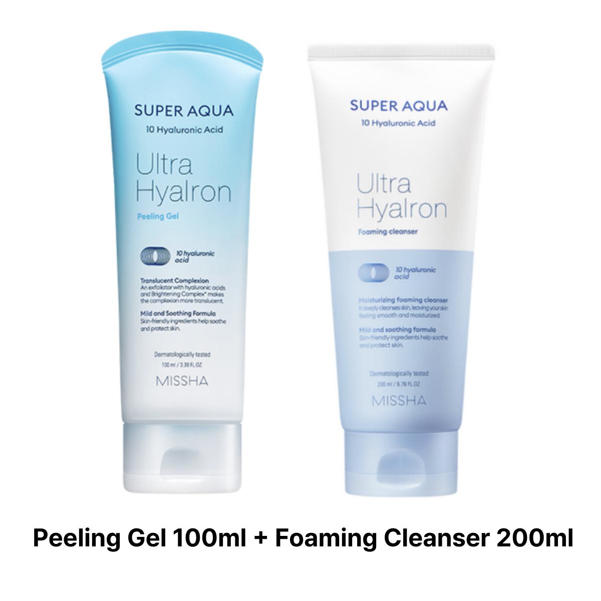 

[MISSHA] Super AQUA Ultra Hyalron Пилинг-гель 100 мл Peeling Gel 100ml + Foaming Cleanser 200ml