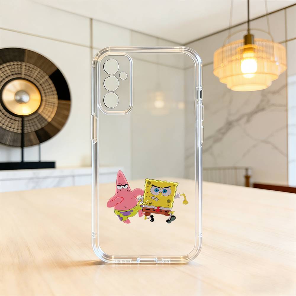 S-Sponge Funny B-Bob Animation Phone Case For SamsungA10,12,20,21S,30,31,40,50,51,52,70,71 Transparent Cover