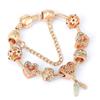 Pan's Rose Gold European Style Princess Crown Heart Pendant Bracelet for Women - DIY Customizable Series.