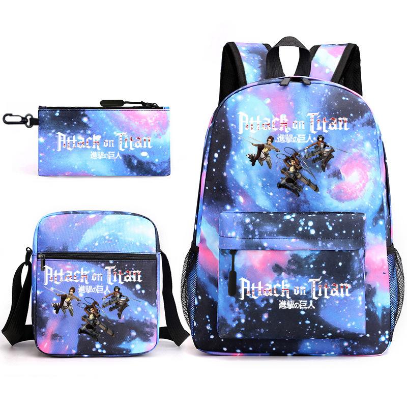 Attack on Titan Teen Anime Rucksack Attack on Titan Schultasche Dreiteiliges Set