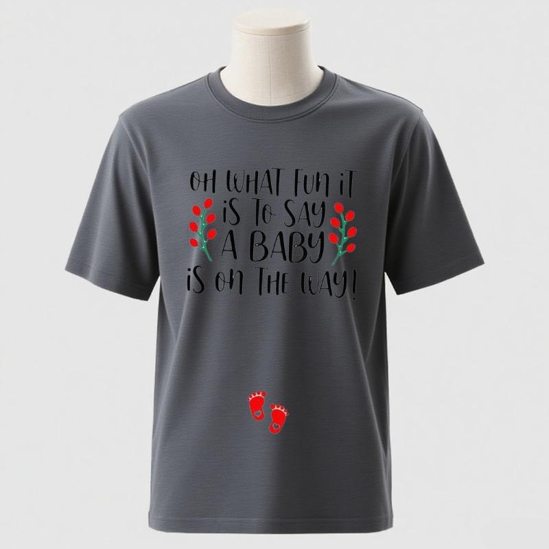 Couple Christmas Pregnancy AnnounceUnisext Xmas Maternity Tee Jingle Bells Baby on The Way Mom and Dad To Be Couple Pregnancy Tee