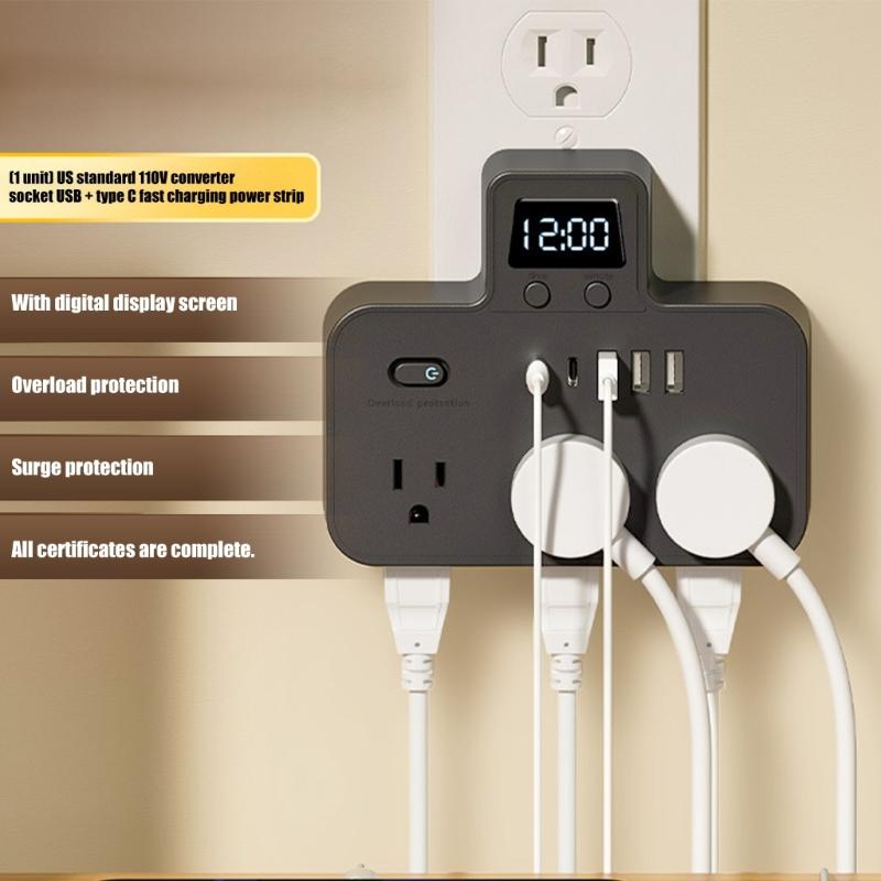 Multiple Outlet Extenders Two USB C Ports Advanced Charging System Power Guards Easy to Carry for International Journey