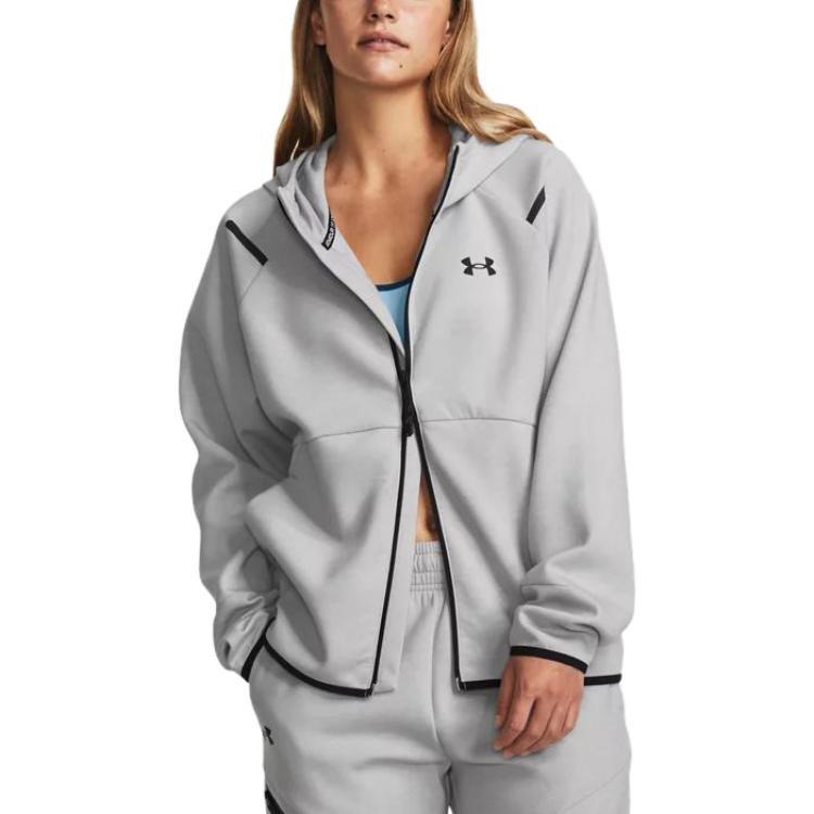 (WMNS) Under Armour Unstoppable Fleece Full Zip Jacket 'Light Grey' Women's 1379842-011