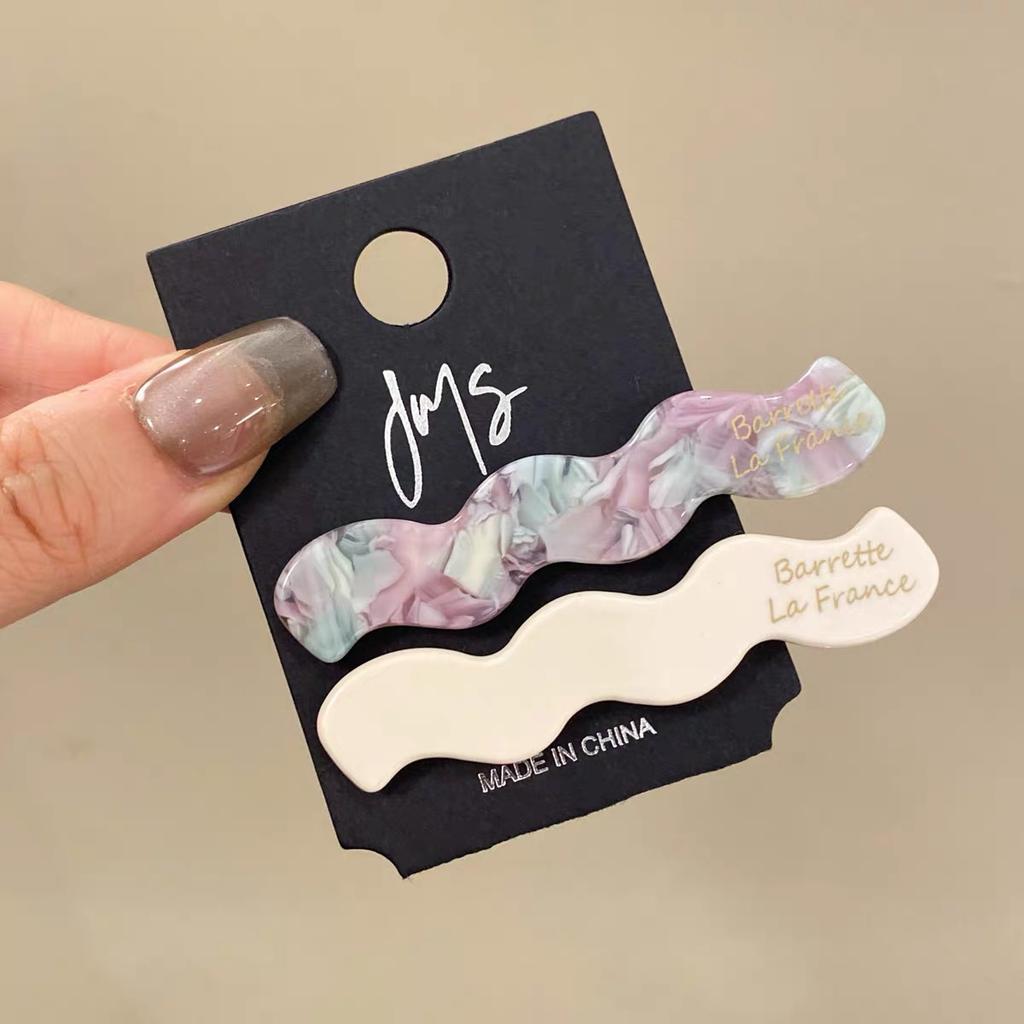 2pcs/set Acetate Hair Clips Wave Geometric Hairpin Colorful Printings Barrettes Elegant Sweet Cute Women Hair Accessories