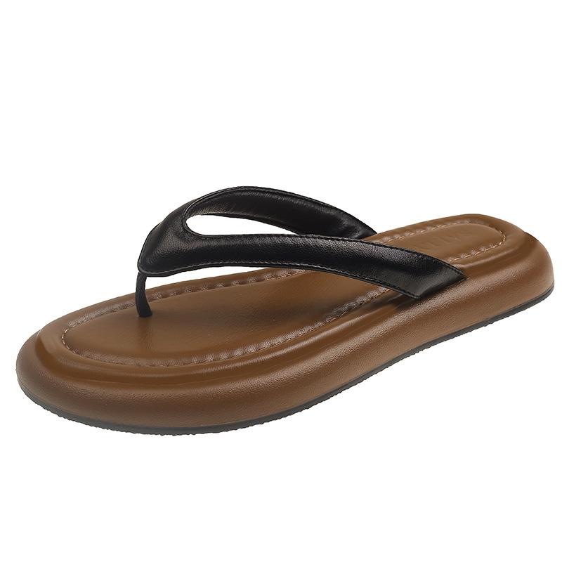 Platform slippers women s new summer fashion flip-flops toe flat out beach shoes 35