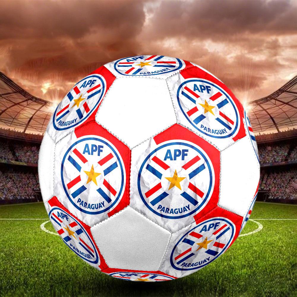 Logo de l'équipe nationale de football du Paraguay Ballon de Football Taille 5, Cousu à la Machine PVC, Durable & Très Rebondissant, Convient à Tous les Âges, Articles de Fan, Matches & Utilisation Extérieure.