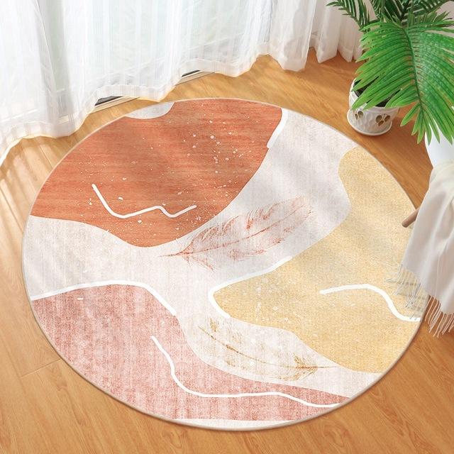 

Non-Slip Pink Round Rugs for Kids Playroom and Bedroom Soft Geometric Floor Mats Safe for Children 40cm