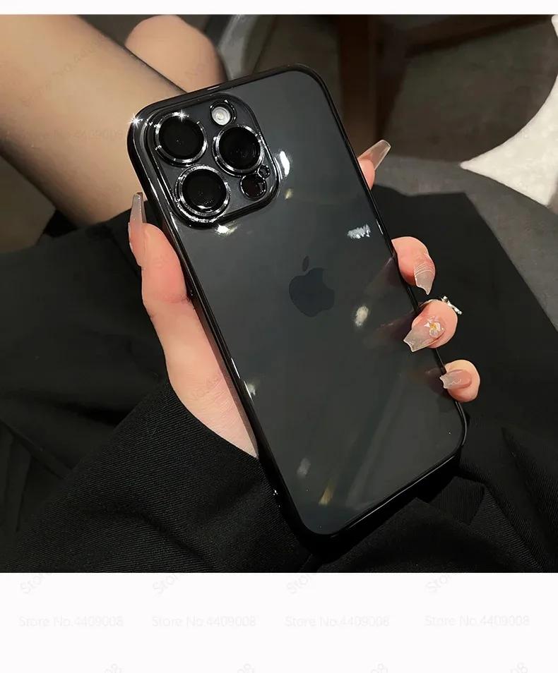 Fashion Camera Lens Protection Cases For iPhone 15 14 13 12 11 Pro Max 8Plus X XS 7 Plating Clear Soft Silicone Shockproof Cover