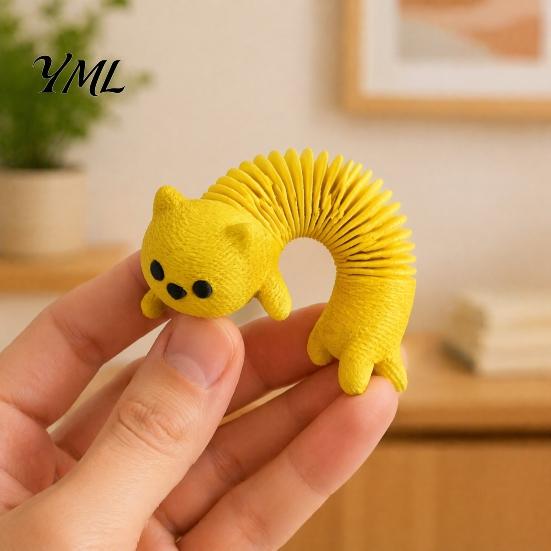 Stressabbau-Gadget 1/4 Stück 3D-gedrucktes federndes Katzen-Fidget-Spielzeug, liegendes Federhund-Sensorik-Spielzeug, dehnbares flexibles Tier für Schreibtischdekoration