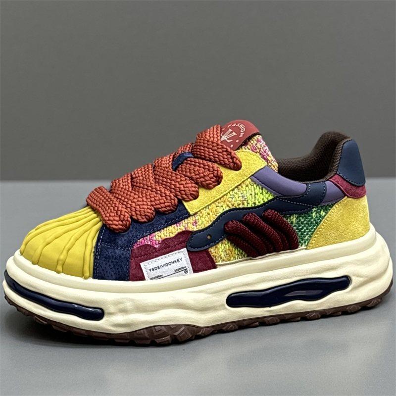 Shell head autumn new thick baseplate shoes color matching casual trendy shoes wear-resistant dad shoes dl