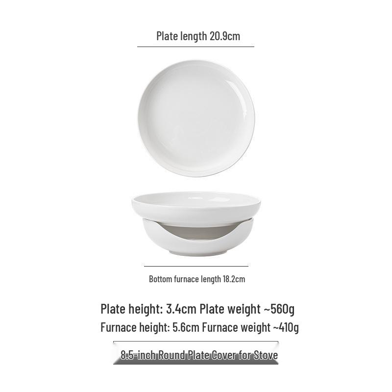 Round Ceramic Insulation Plate: Meat Warmer for Hunan Cuisine and Stir-Fry Dishes