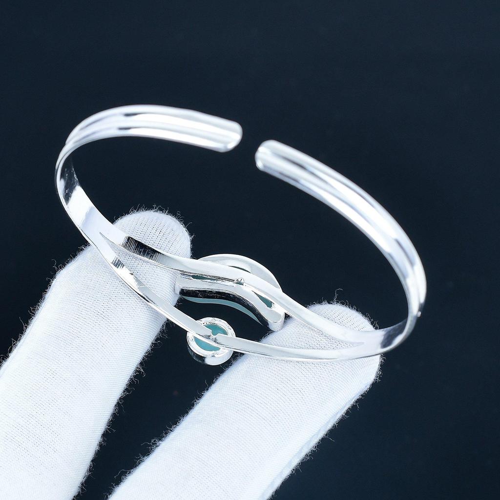 Amazonite Gemstone Handmade Cuff Bangle 925 Sterling Silver Cuff Bangle, Amazonite Bracelet For Wife , Unisex Bangle, Valentine's Day Gift