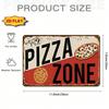 Vintage Pizza Zone Metal Sign, Retro Parlor Wall Decor, Pre-Drilled Iron Plaque for Kitchen