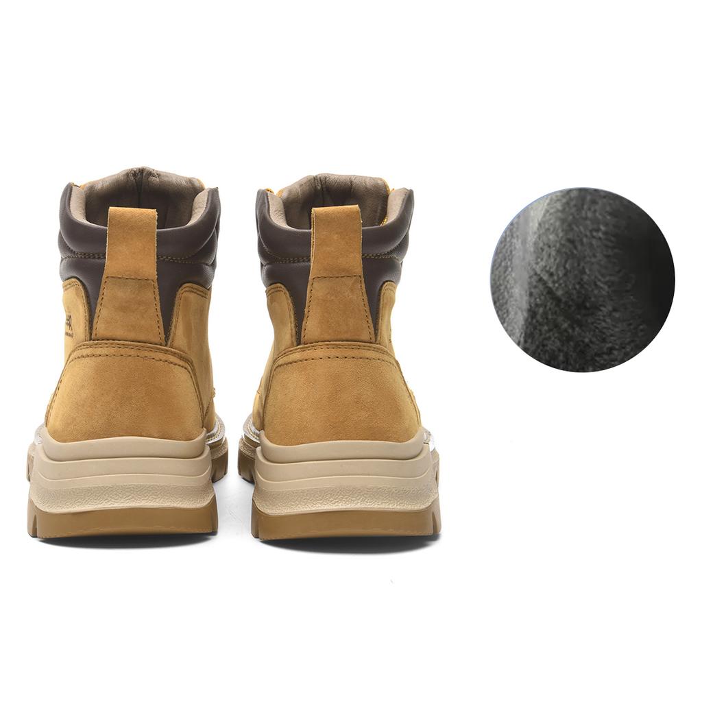 Jeep Slip-Resistant Wear-Resistant Warm Thick British Style Short Tube Fleece Martin Boots Men boots Dark-Yellow P340911117