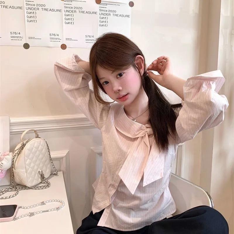 

Womens Striped Off-the-Shoulder Bow Tie Blouse S розовый