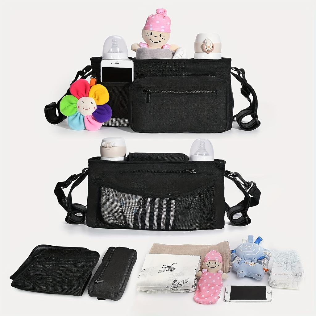 1pc Portable Stroller Hanging Bag • Outdoor Stroller Hanging Pouch • Large Capacity Bottle and Diaper Bag