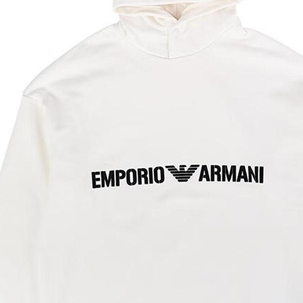 Emporio Armani Ss23 Letter Print Hooded Long Sleeve Sweatshirt Men Sweatshirt Beige 6L1ML9-1JWPZ-01E1
