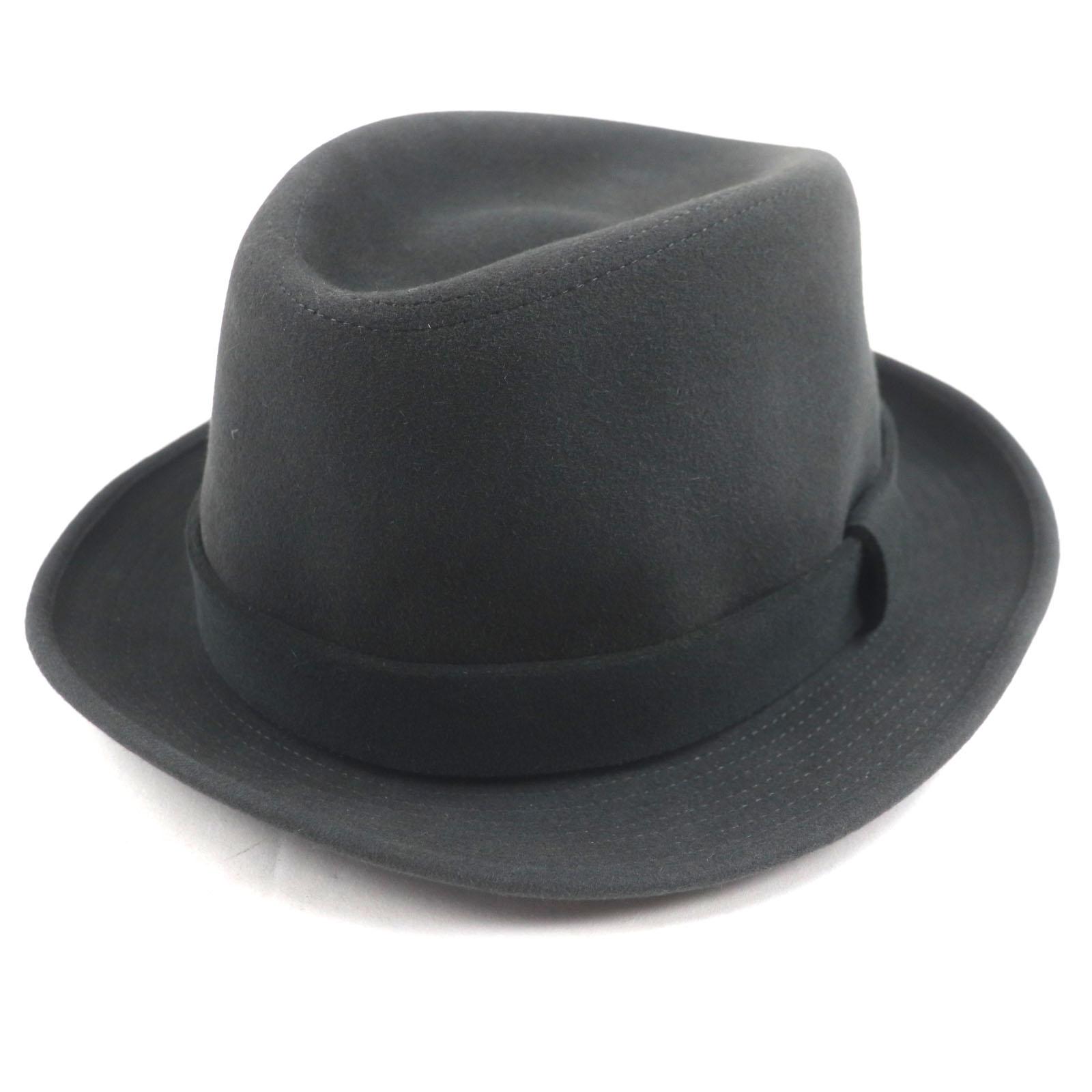 

Отличная шляпа HERMES фетровая федора из кроличьего пуха с лентой Темно-серая шерстяная мужская 57 Б/у