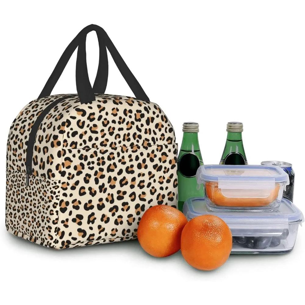 Leopard Aesthetics Lunch Bags Cheetah Pattern Insulated Reusable Lunch Box Thermal Cooler Tote Bag for Teen Adult Work Picnic