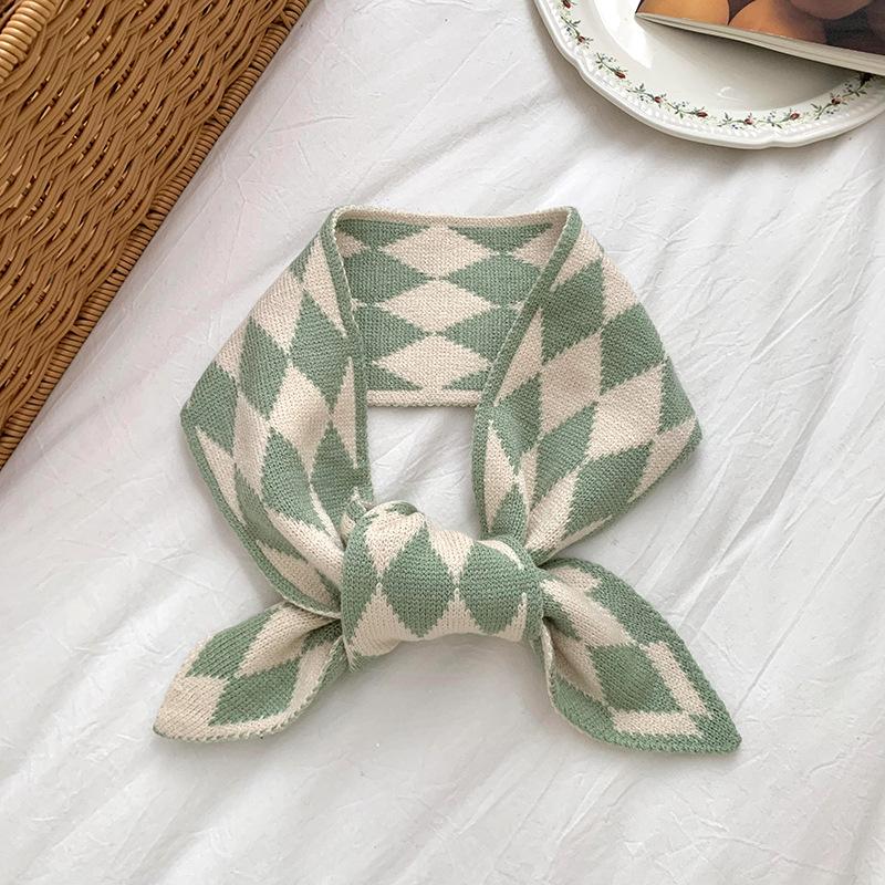 

Scarf women s winter high-end sense new cotton small fresh warm neck protection wool knitted scarf 93cm зелёный